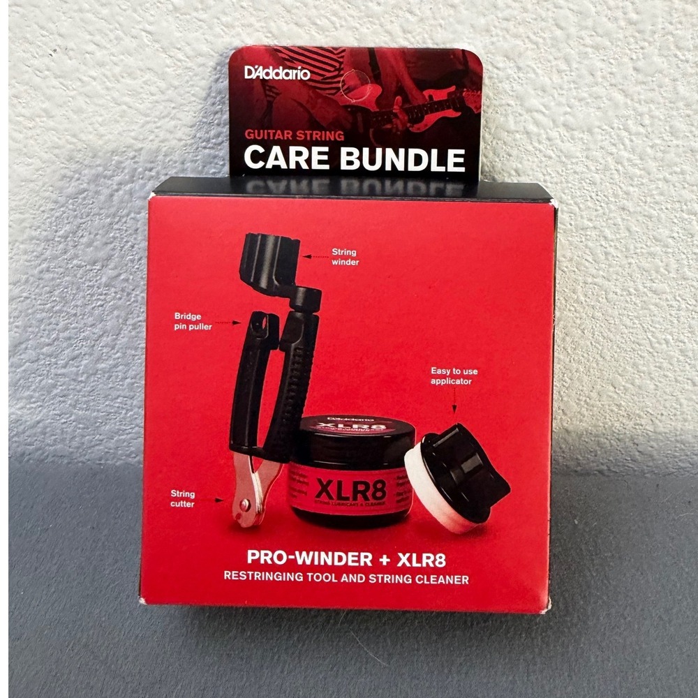D'Addario Guitar String Care Bundle Pro-Winder Restringing Tool XLR8 Cleaner Kit